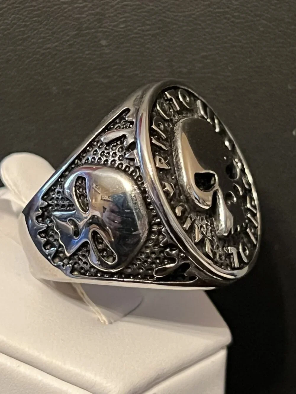 Stainless Steel RIDE TO LIVE LIVE TO RIDE Motorcycle Skull Ring Size 11 (336)